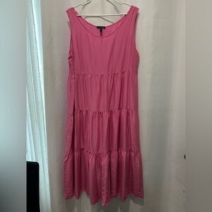 Eileen Fisher Silk Tiered Dress Sleeveless in Color Pink in Size Large